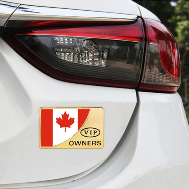 Universal Car Canada Flag Rectangle Shape VIP Metal Decorative Sticker (Gold)
