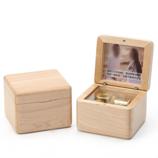 Wooden DIY Photo Music Box Children Birthday Gift Music Box, Music:Castle in the Sky(Maple-no Lettering)