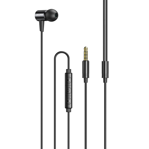 awei L2  3.5mm Plug In-Ear Wired Stereo Earphone with Mic(Black)