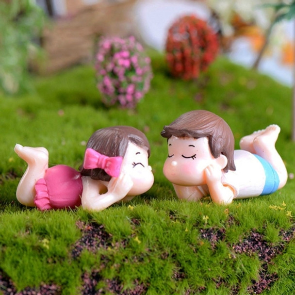 2 PCS Couple Cartoon Characters Dolls Micro Landscape Ornaments Bonsai Decoration Random Color Delivery, Style:Hug Face Couple