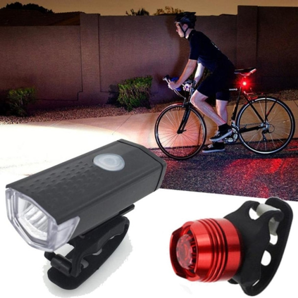 Bicycle Highlight USB Rechargeable Lamp Waterproof Bicycle Headlight Taillight Set(Headlight + Taillight)