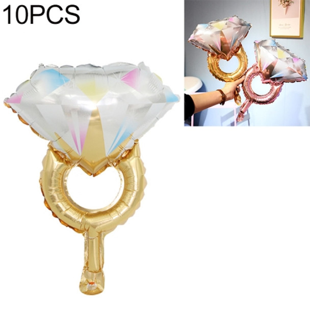 10 PCS Wedding Marriage Room Decoration Balloon Diamond Ring Foil Balloon, Specification:Small Gold Diamond