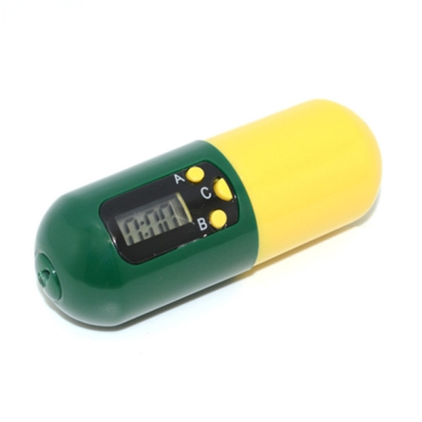 Pill-Type Electronic Pillbox Timer Portable Large-Capacity One-Piece Smart Reminder Kit(Yellow-Green)