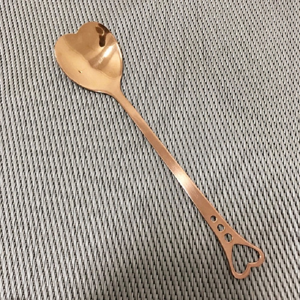 2 PCS Stainless Steel Spoon Portable Metal Coffee Teaspoon Creative Love Heart Shaped Wedding Party Gift Dinnerware, Color:Rose Gold Porous Love