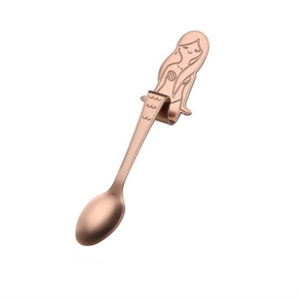 Creative Coffee Spoon Mermaid Shape Handle Spoons Flatware Drinking Tools, Color:Rose Gold