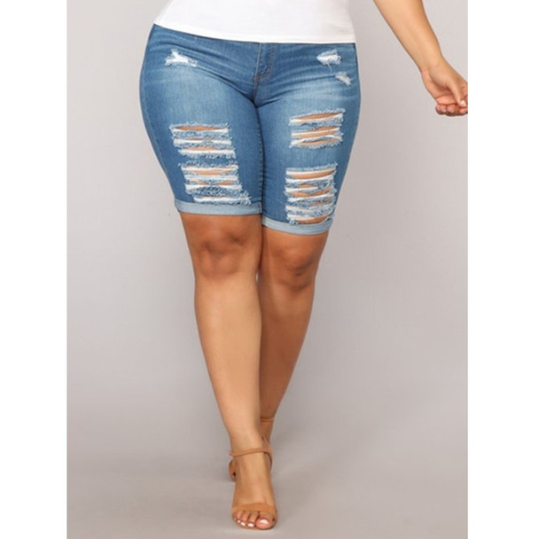 Plus Size Cowgirl Shorts Hot Pants (Color:Blue Size:XXXL)