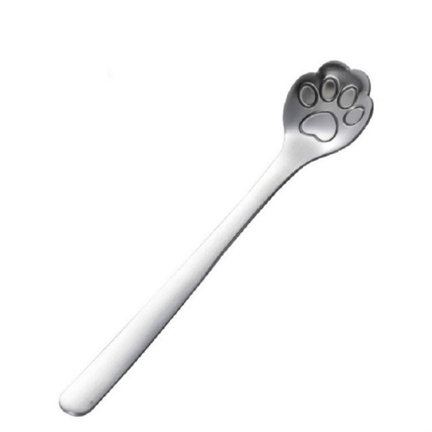 Stainless Steel Creative Cat Claw Coffee Spoon Dessert Cake Spoon, Style:Cat Claw Spoon, Color:Silver