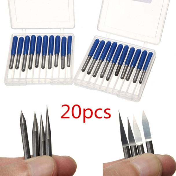 20pcs 3.175mm Carbide PCB Engraving Bits 10/15/20/30 Degree