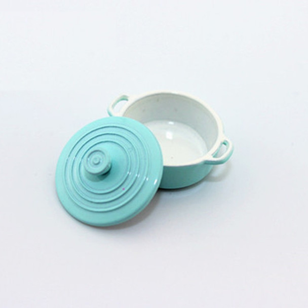 Doll House Mini Accessories Kitchen Cooking Utensils Mini Candy Color Soup Pot(Blue)