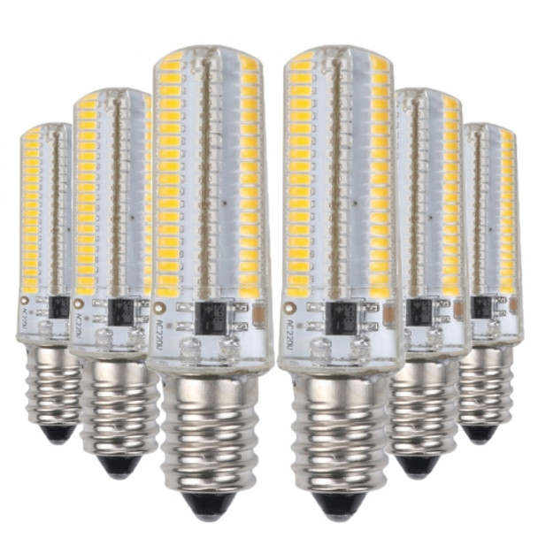 YWXLight 6PCS E12 7W AC 110-130V 152LEDs SMD 3014 Energy-saving LED Silicone Lamp (Warm White)