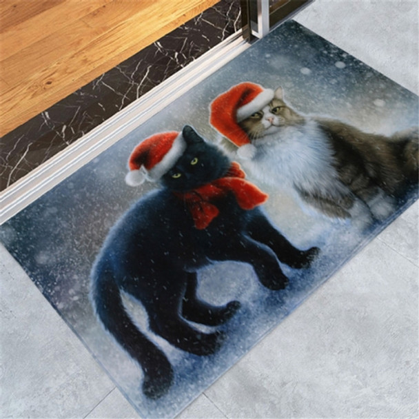 Christmas Pattern Household Non-slip Floor Mats for Home Decoration, Size:60x90cm(Christmas Cat)