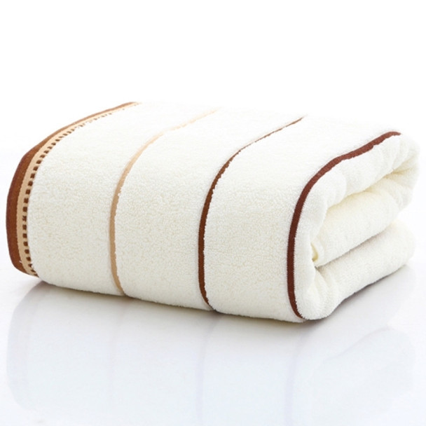 Strong Water Absorption Stripe Cotton Towel for Home & Hotel, Size:70x140cm(White)