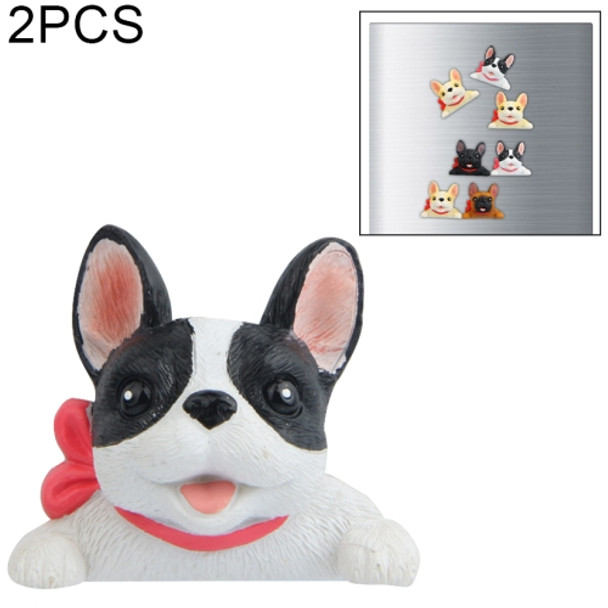 2 PCS Home Decoration Originality French Bulldog Tie 3D Fridge Paste, NO Magnetic