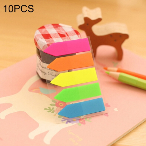 10 PCS Arrow Type Creative Fluorescence Classification Indexes Paste Sticks PET Bookmarks Sticky Note Stationeries
