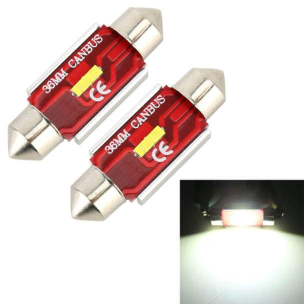 2 PCS 36mm DC9-32V / 1.6W / 6000K / 120LM Car Reading Lamp Dome Light with 3LEDs CSP Lamp Beads & Decoding