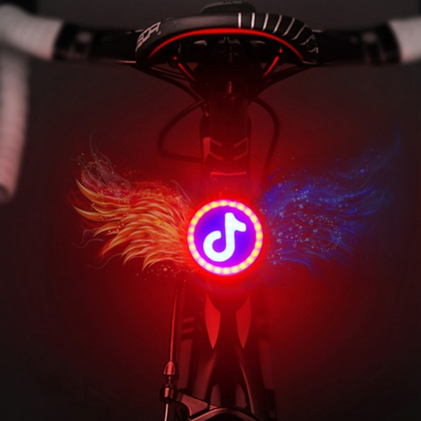 USB Charging Red Blue Color Riding Light Rear Lamp Safety Warning Light (Music Sign Style)