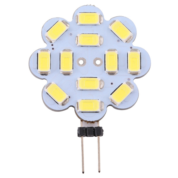 G4 12 LEDs SMD 5730 240LM 6000-6500K Plum Flower Shape Stepless Dimming Energy Saving Light Pin Base Lamp Bulb, DC 12V(White Light)