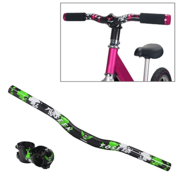 TOSEEK Carbon Fiber Children Balance Bike Bent Handlebar, Size: 380mm(Green)