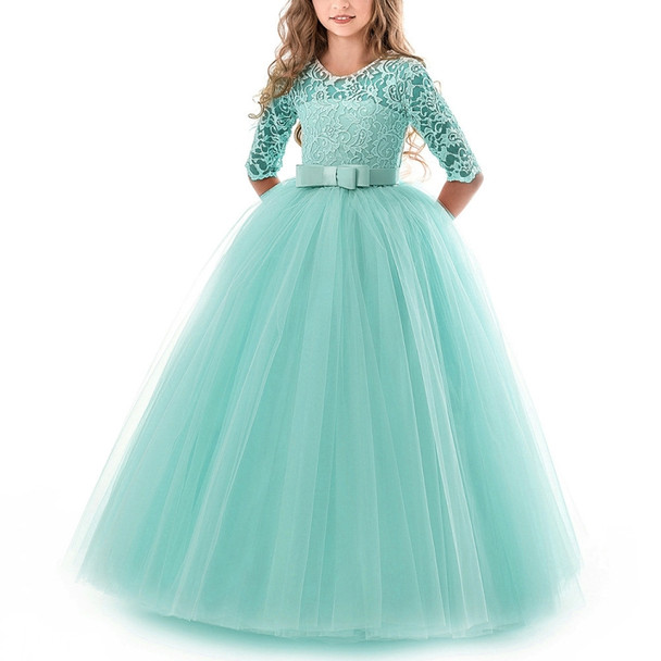 Girls Party Dress Children Clothing Bridesmaid Wedding Flower Girl Princess Dress, Height:140cm(Green)