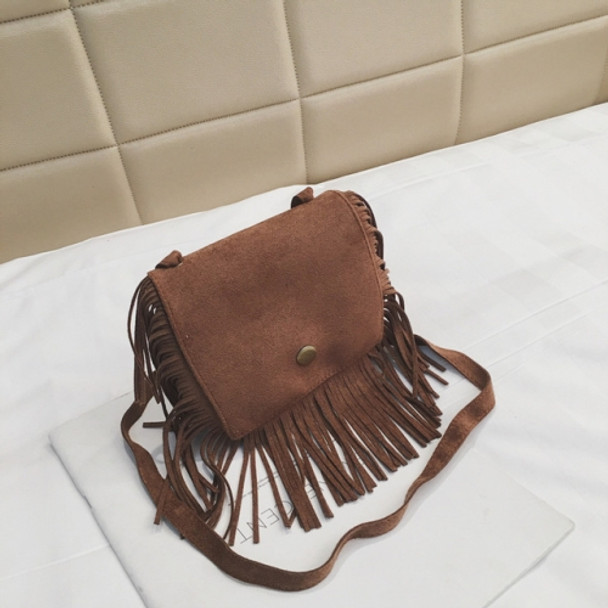 Mini Messenger Bag Cute Tassel Design Kids Coin Purses Children Handbags Shoulder Bags(Brown)