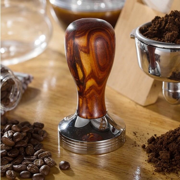 Stainless Steel Solid Wood Handle Integrated Coffee Powder, Specification:57.5mm, Color:Red Sandalwood Handle