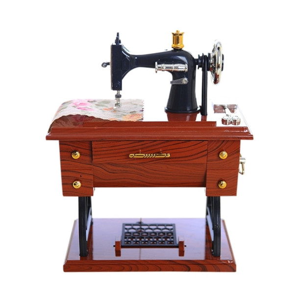 Mini Plastic Vintage Music Box Sewing Machine Style Mechanical Birthday Gift Table Decor