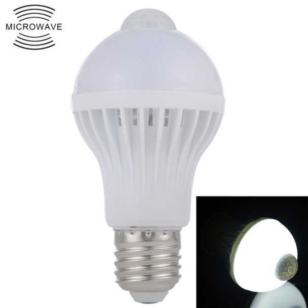 E27 5W 12 LEDs SMD 5730 300LM Infrared Motion Sensor LED Light Bulb, Sensor Distance: 4-6m, AC 220V(White Light)