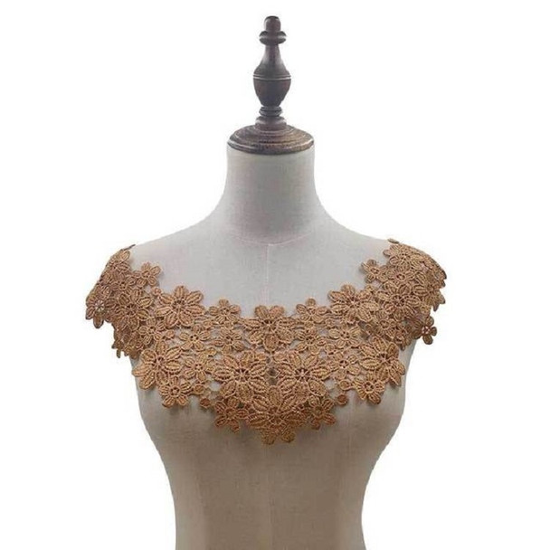 Gold Brown Lace Collar Three-dimensional Hollow Embroidered Fake Collar DIY Clothing Accessories, Size: About 45 x 26cm