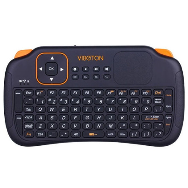 VIBOTON S1 Air Mouse 83-keys QWERTY 2.4GHz Mini Rechargeable Wireless Keyboard with Touchpad for PC, Pad, Android / Google TV Box, Xbox360, PS3, HTPC / IPTV, Support Auto Sleep and Auto Wake Mode(Black)