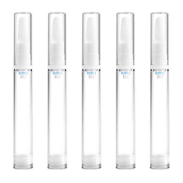 5 PCS Clear Empty Travel Portable Refillable Plastic Airless Vacuum Pump Bottle Containers, 15ml