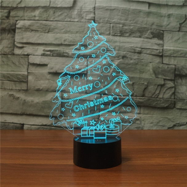 Christmas Tree Shape 3D Colorful LED Vision Light Table Lamp, Crack Remote Control Version