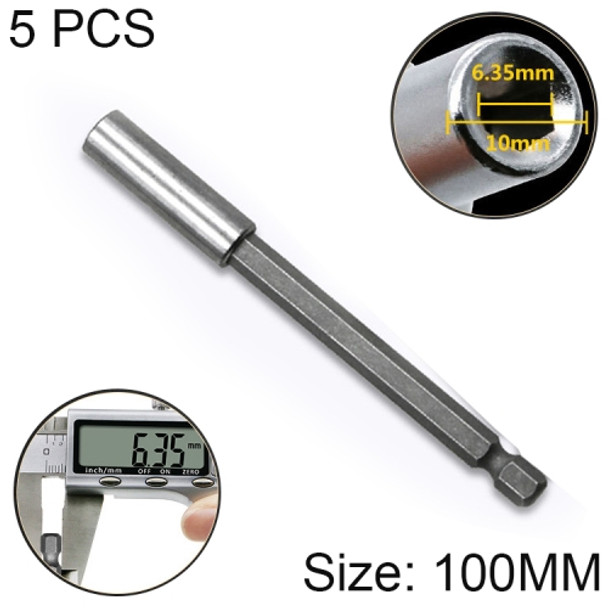 5 PCS 1/4 Electric Batch Head High Magnetism Connecting Rod Pistol Drill Extension Rod Sleeve Fast Turning Joint, Length: 100mm