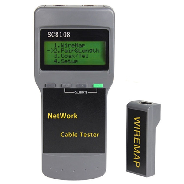 Portable Wireless Network cable Tester SC8108 LCD Digital PC Data Network CAT5 RJ45 LAN Phone Cable Tester Meter(Grey)