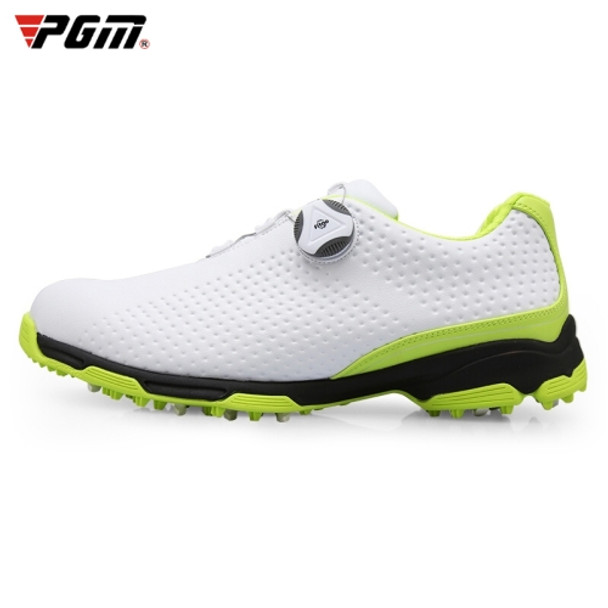 PGM Golf Breathable Rotating Buckle Sneakers Outdoor Sport Shoes for Men(Color:White Green Size:39)