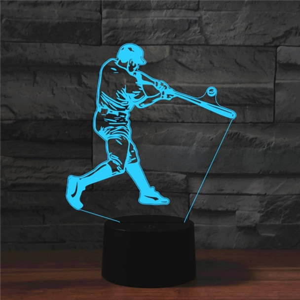 Playing Baseball Shape 3D Colorful LED Vision Light Table Lamp, USB & Battery Version