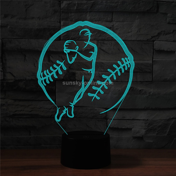 Baseball Sport Shape 3D Colorful LED Vision Light Table Lamp, Crack Touch Version
