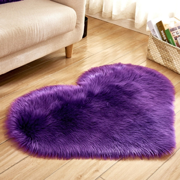 Love Heart Rugs Artificial Wool Sheepskin Hairy Carpet Faux Floor Mat Fur Plain Fluffy Soft Area Rug Tapetes, Size:40*50cm(Purple)