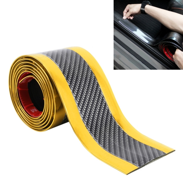 Universal Electroplate Carbon Fibre Car Door Threshold Decoration Strip Decorative Sticker, Size : 7CM x 2M (Gold)