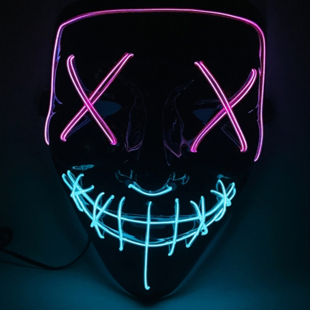 Halloween Festival Party X Face Seam Mouth Two Color LED Luminescence Mask(Purple Blue)