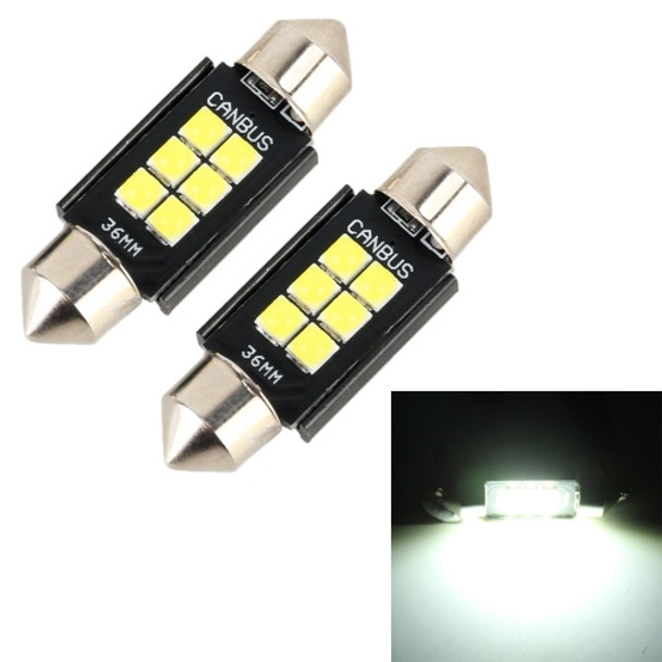 2 PCS 36mm DC12V / 2.5W / 6000K / 170LM 6LEDs SMD-3030 Car Reading Lamp Dome Light