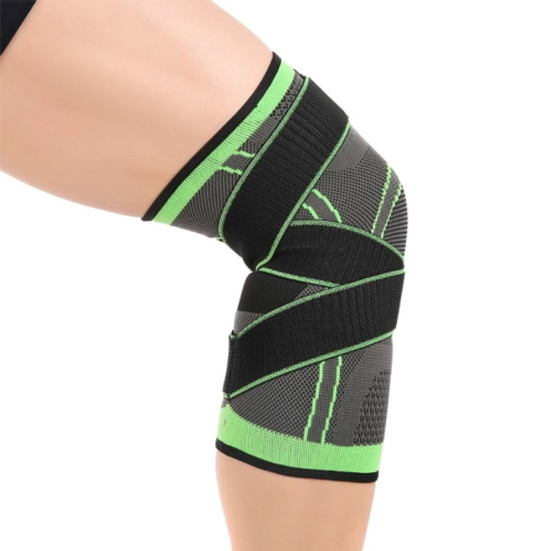 2 PCS Fitness Running Cycling Bandage Knee Support Braces Elastic Nylon Sports Compression Pad Sleeve, Size:XL(Green)