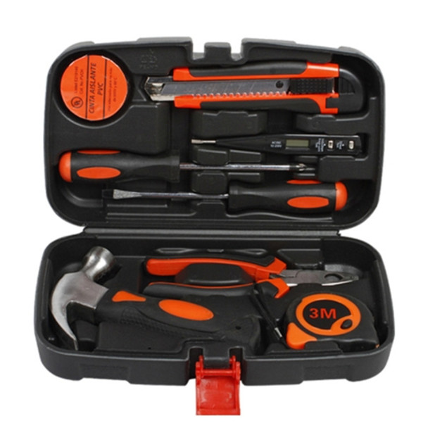 9 in 1 Tool Set General Household Hand Tool Kit with Toolbox Storage Case