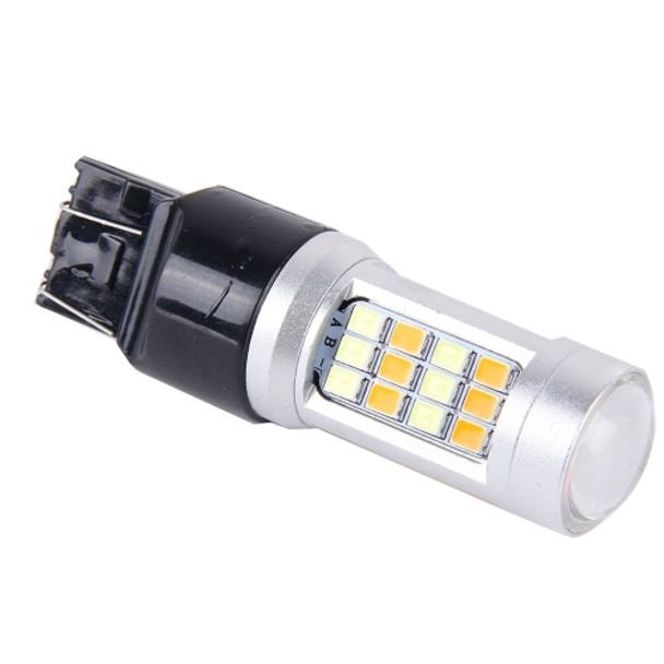 2 PCS T20/7443-42LED 20W 21*2835W+21*2835Y White+Yellow Light Turn Signal Light with Len. DC 12-24V