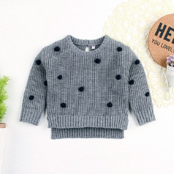 Autumn and Winter Girls Round Woolen Ball Sweater Long Sleeve Pullover Tops, Height:100cm(Grey)