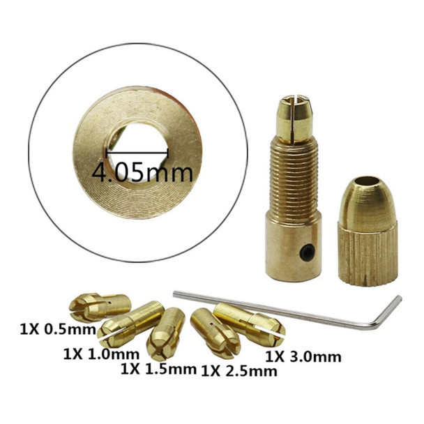 7 PCS/Set Brass 0.5-3mm Small Electric Drill Bit Collet Micro Twist 4.05mm Drill Chuck Set with Wrench
