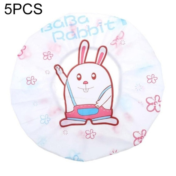 5 PCS Cute Cartoon Women Kids Shower Caps Colorful Bath Shower Hair Cover Adults Waterproof Bathing Spa Cap(Rabbit)