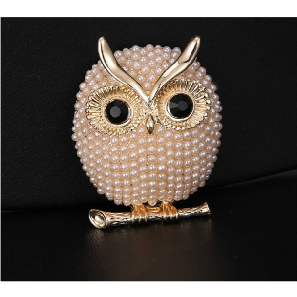 Pearl Brooches Owl Animal Brooches For Women(Gold)