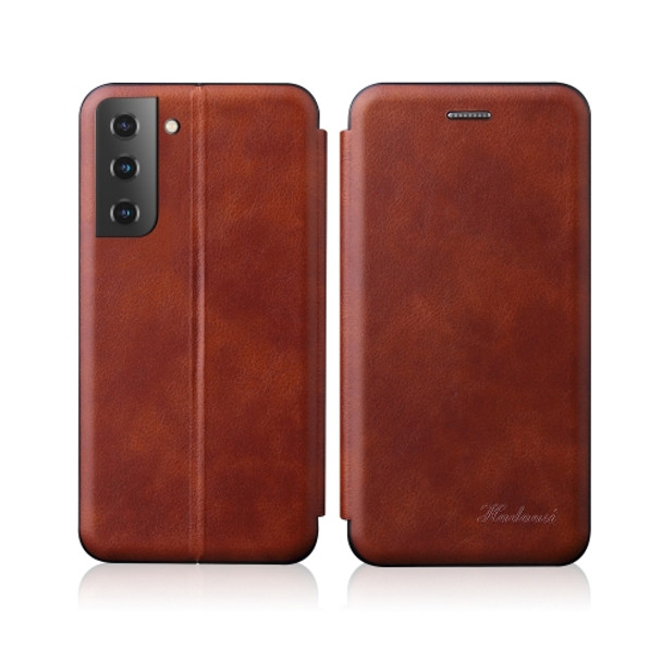 For Samsung Galaxy S22 Plus 5G Retro Texture Magnetic Card Holder Leather Case(Brown)