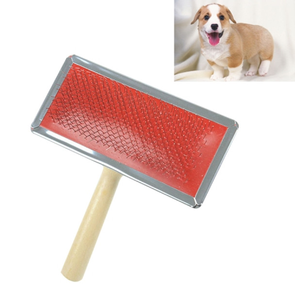 Soft Curve Needled Manual Bristles Grooming Cleaning Brush with Wood Handle for Pet,  Size: L, Random Color Delivery