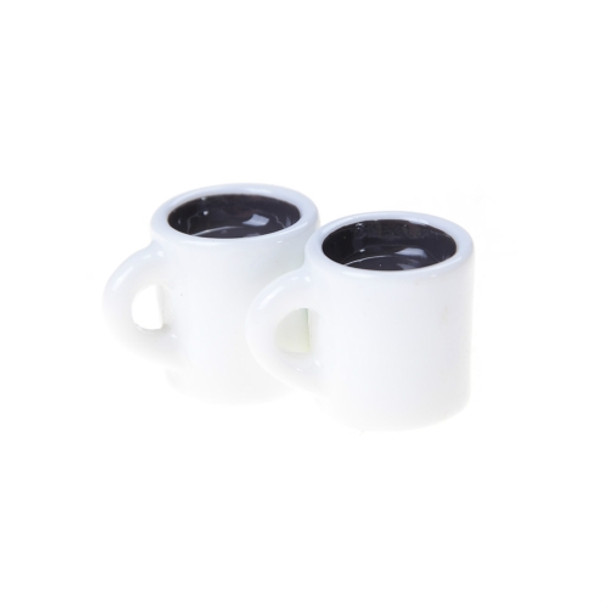 1 Pair 1:12 Doll House Mini Scene Accessories Props Food Play Model Coffee Cup(White)